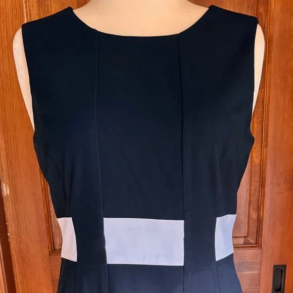 Calvin Klein | Dresses | Calvin Klein Fit Flare Black Color Block Belted  Dress Sz Euc | Poshmark